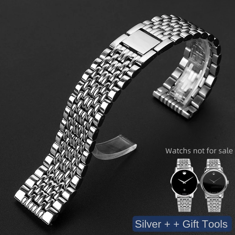 สำหรับ movanto Museum สายนาฬิกาสแตนเลสสตีล0607473สีเงินคลาสสิก, สายนาฬิกาสายข้อมือโลหะสายนาฬิกาข้อมือ21มม. สำหรับผู้ชาย