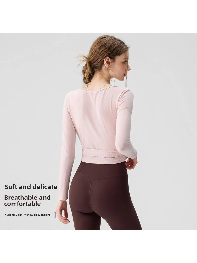 Top de Yoga Dry-Fit de Manga Longa, Roupa de Dança e Fitness, Colete de Treino de Pilates, Roupa Esportiva Feminina Modeladora, Conjunto de Corrida de Secagem Rápida