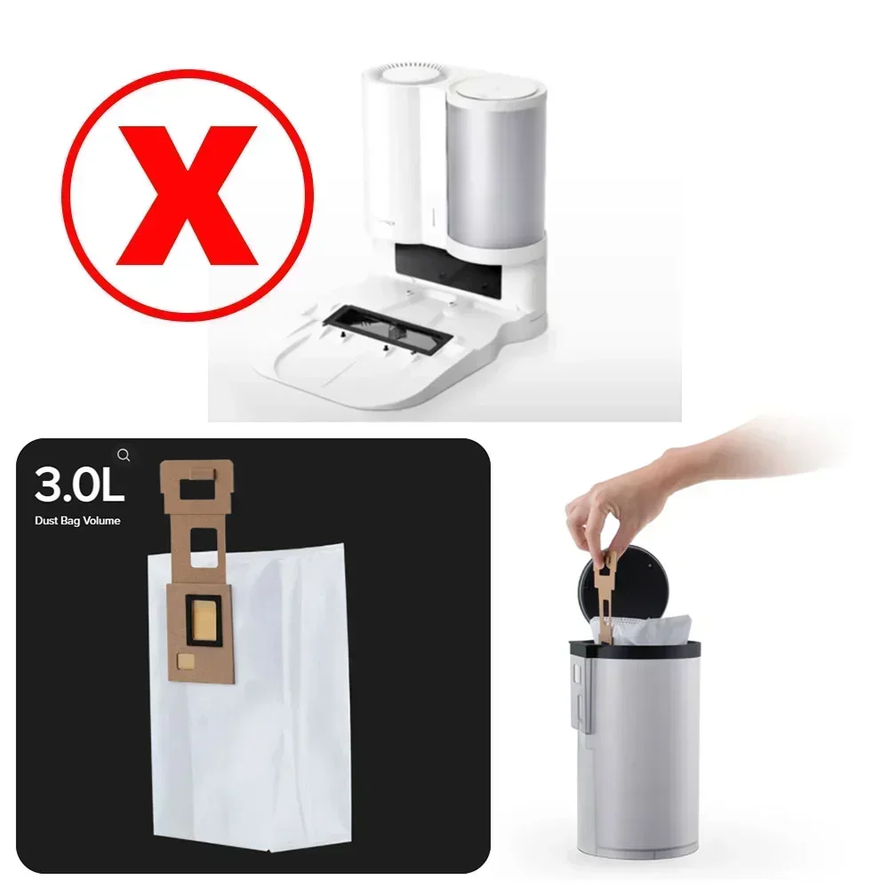 Original Roborock S7 Auto Empty Dock Dust Bag Accessories AutoRobot Vacuum Cleaner Accessories 1.8L Dust Bags HA29