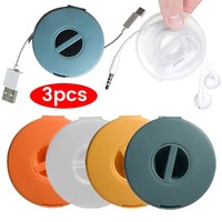 3/1Pcs Portable Charger Cord Holder Round Storage Cable Winder Retractable Cable Management Flexible USB Wire Cord Reel