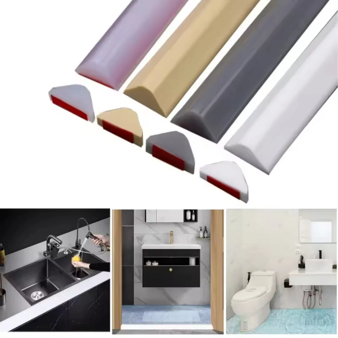 

1pc Silicone Water Retaining Strip Wet Room Floor Waterproof Shower Water Barrier Strip Shower Tray Seal Strip Bath Edges ﻿