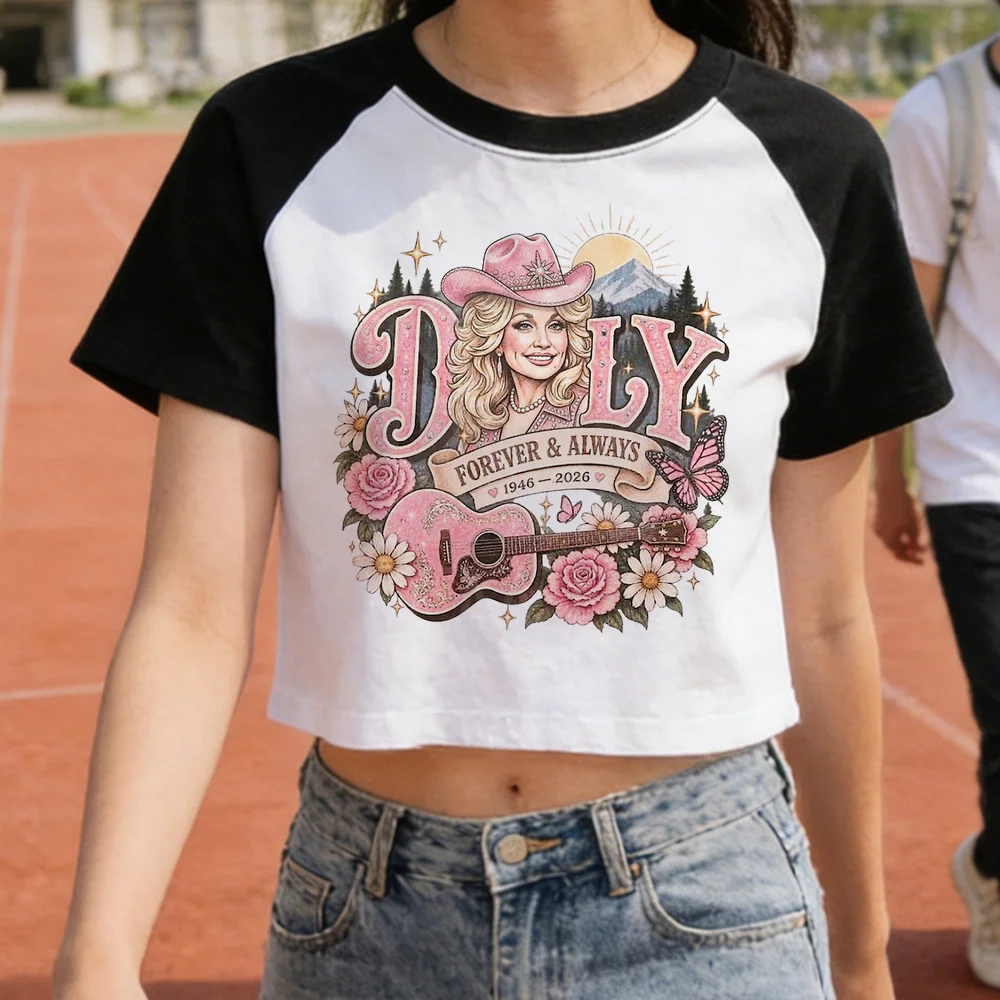 Dolly Parton cropped top teen goth scene  summer manga alternative  t shirt party streetwear funny emo goth