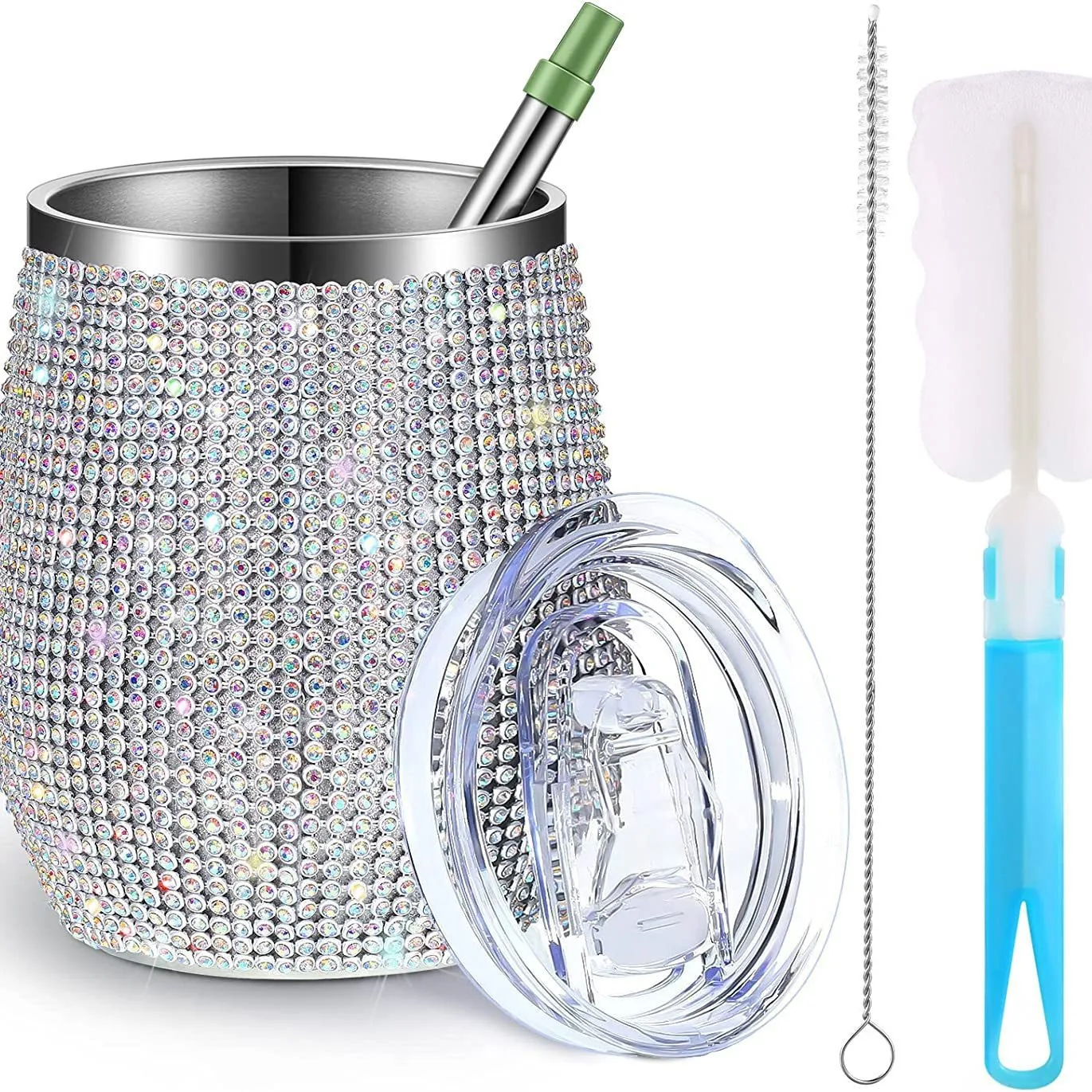 

Термокружка из нержавеющей стали с стразами, 12 унций, для вина, пива, кофе, воды, с двойными стенками, подарок