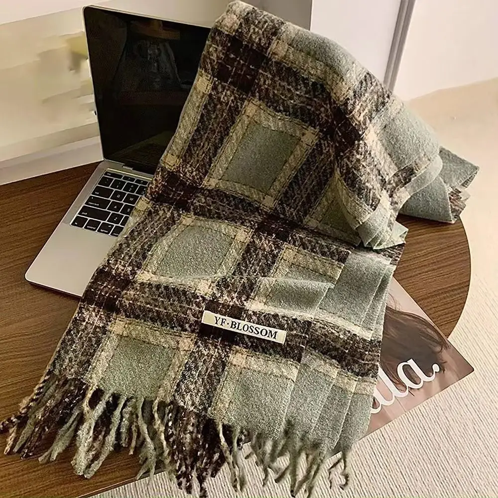 Korean Style 195x63cm Knitted Scarf Tassel Wool Thermal Neck Warmer Winter Warm All-match Thickened Shawl for Women Girls Maiden