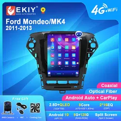 EKIY REPRODUCTOR DE COCHE estilo Tesla TT7 para Ford Mondeo mk4 Galaxy A/C 2007-2010 GPS  Monitor de pantalla Carplay  Android 10