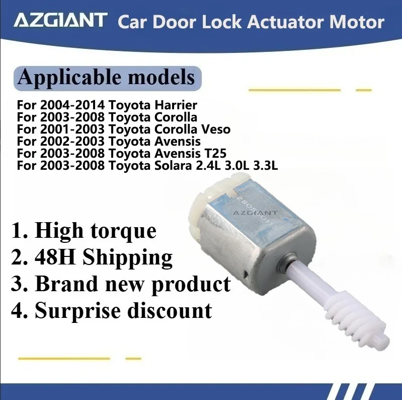 AZGIANT Car door lock actuator motor for Toyota Harrier/Corolla/Corolla Veso/Avensis/Avensis T25 micro carbon brush motor carro