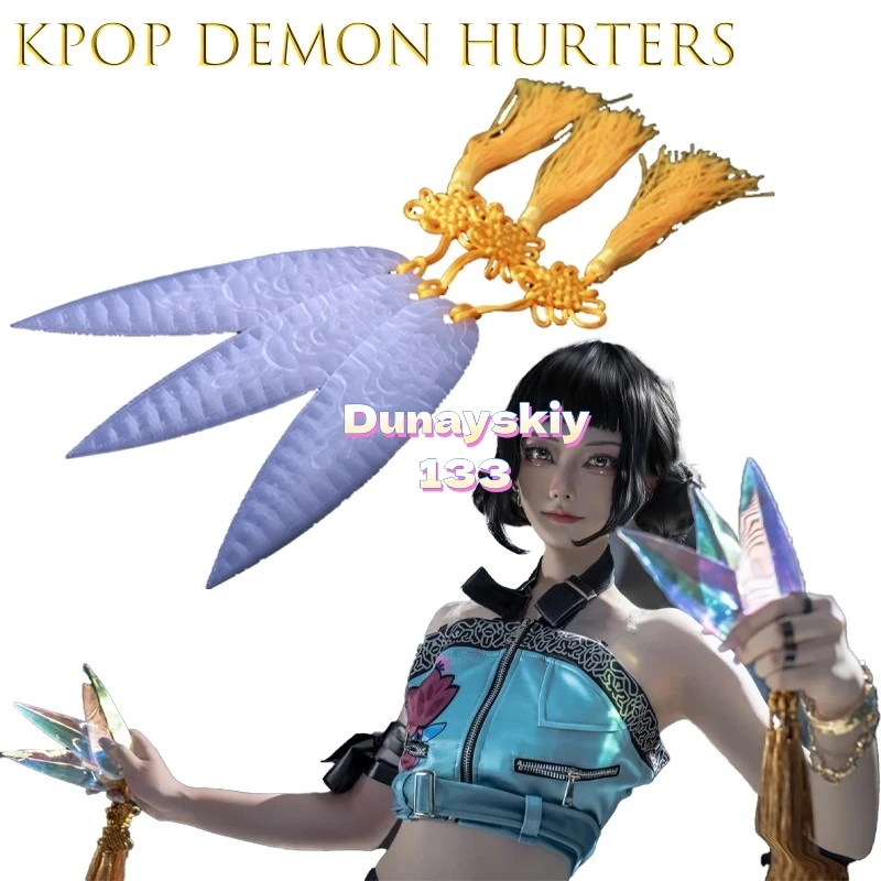 Accesorios para fiesta de Halloween para niñas, Kpop Demon Hurters Zoey HUNTER, accesorio de Cosplay de Anime, incluye cuchillo para lanzar demonio, arma