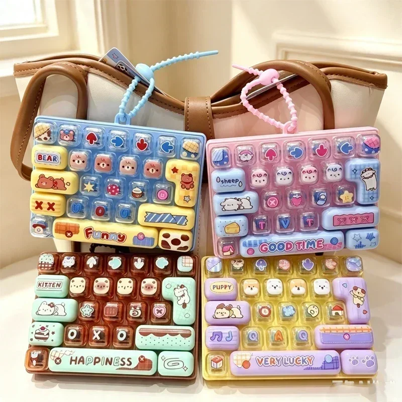 26Grid*/* Keycap Clicker Anti Stress Fidget Keyboard Keychain Decompression Button Cartoon Hand Relax Party Favor Gift 26구 키캡 키링