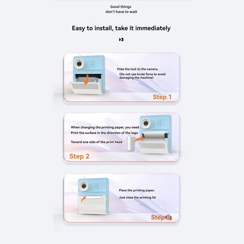 Câmera infantil P6 com impressão instantânea 1080P, câmera de vídeo com tela de 2,8 polegadas com cartão de memória