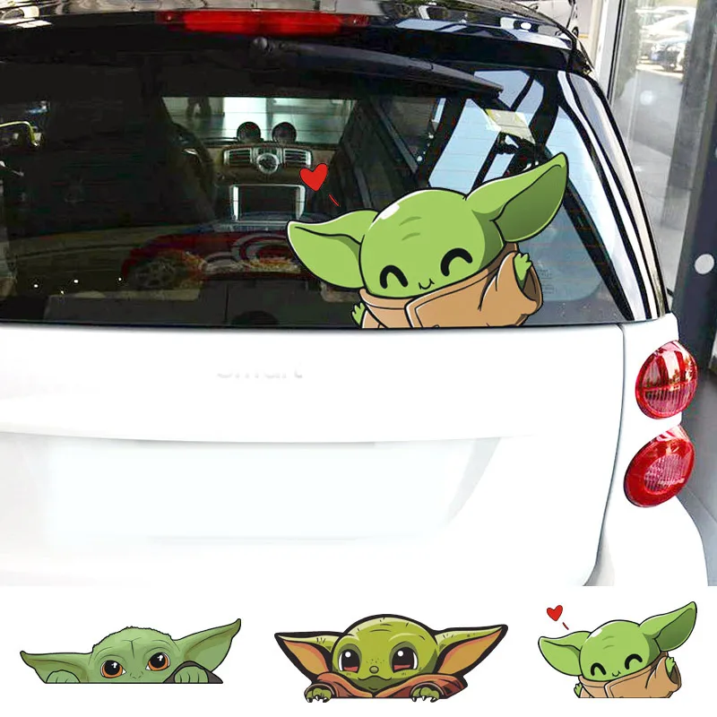 New Anime Disney Car Sticker Kawaii Anime Figure Mandalorian Auto Rear Windshield Stickers Decor Laptop Decals Car Sticker