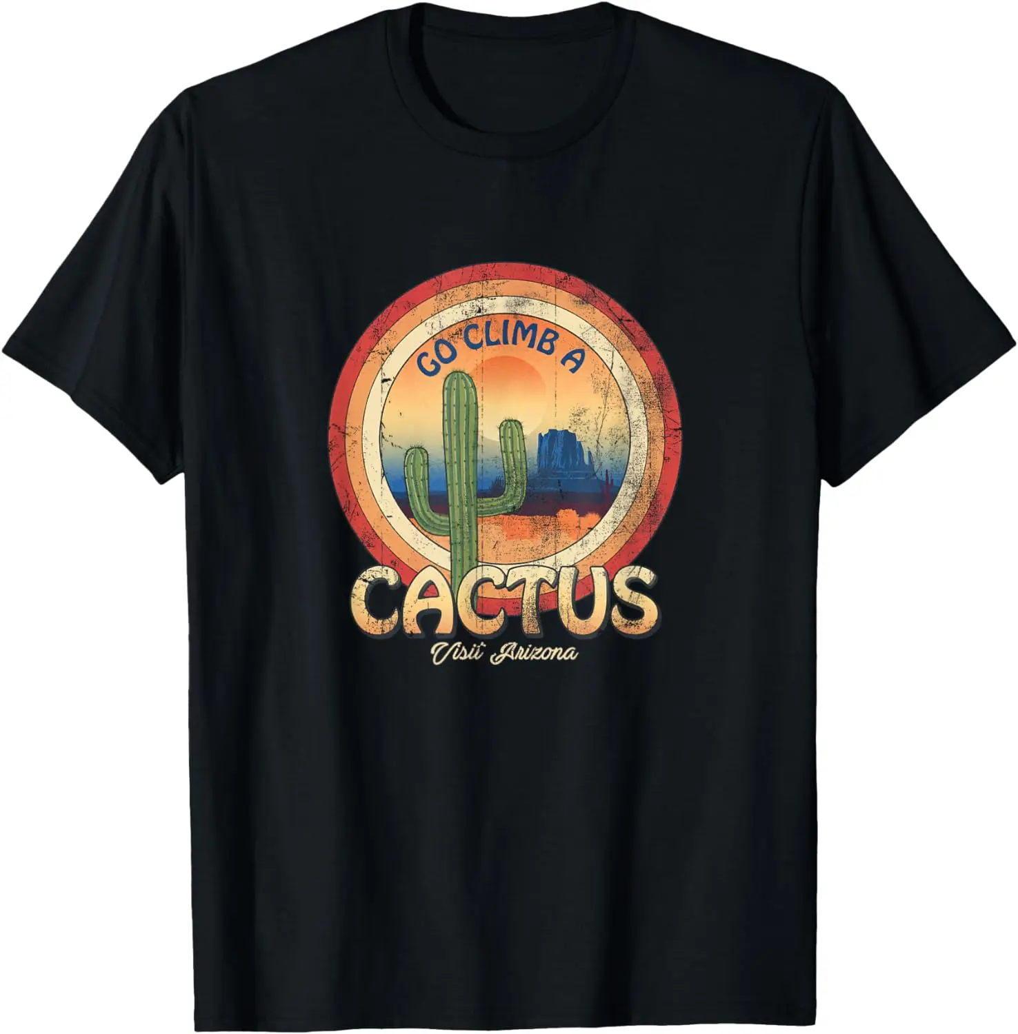 Arizona Cactus Sunset Souvenir AZ Desert Southwest Hiking Cotton T-Shirt Vintage Classic Fashion Streetwear O-neck Short-sleev