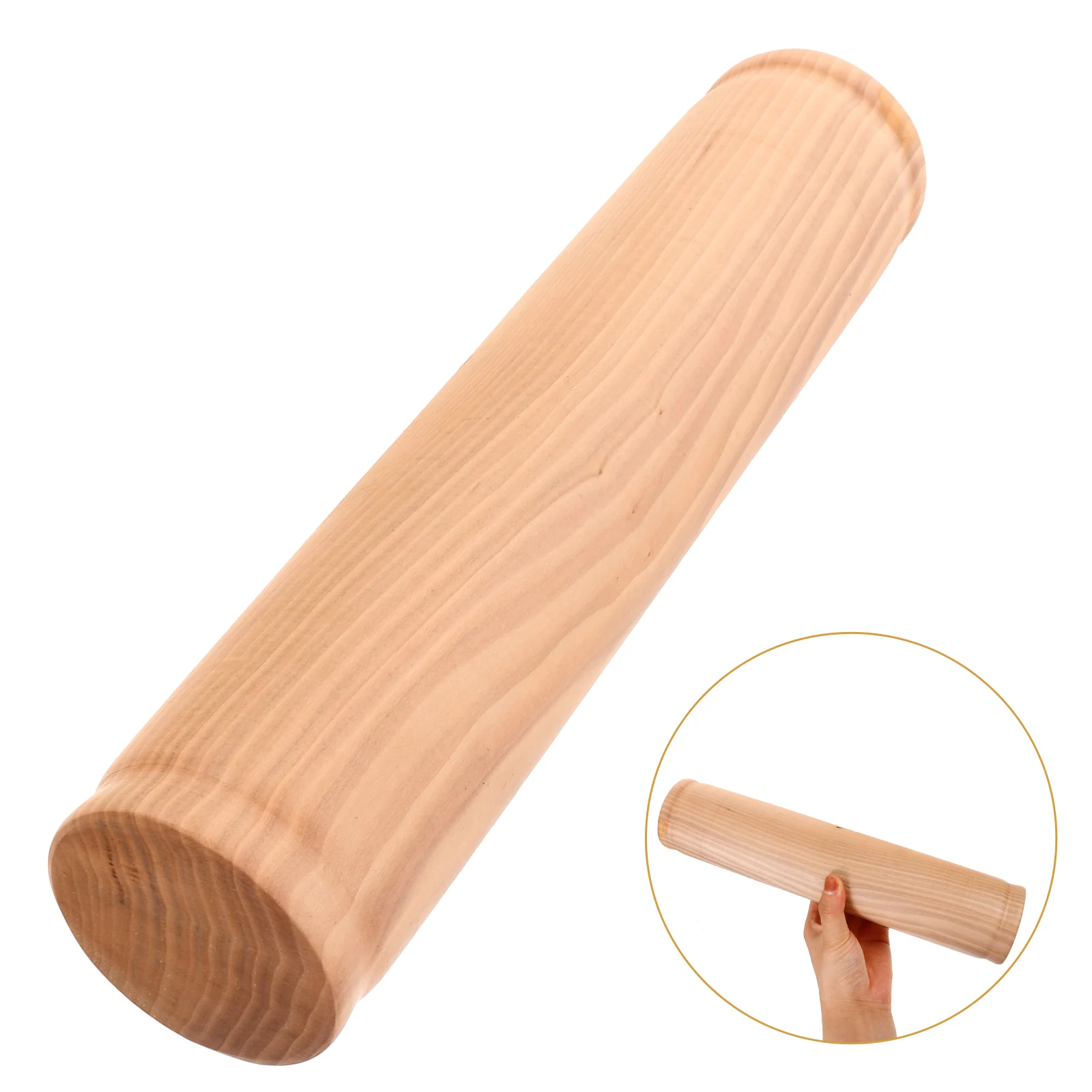 

Wooden Pillow 30CM Long 6.5CM High Solid Wood Cervical Neck Support Sauna Room Lumbar Pillow Round Shape Smooth Surface