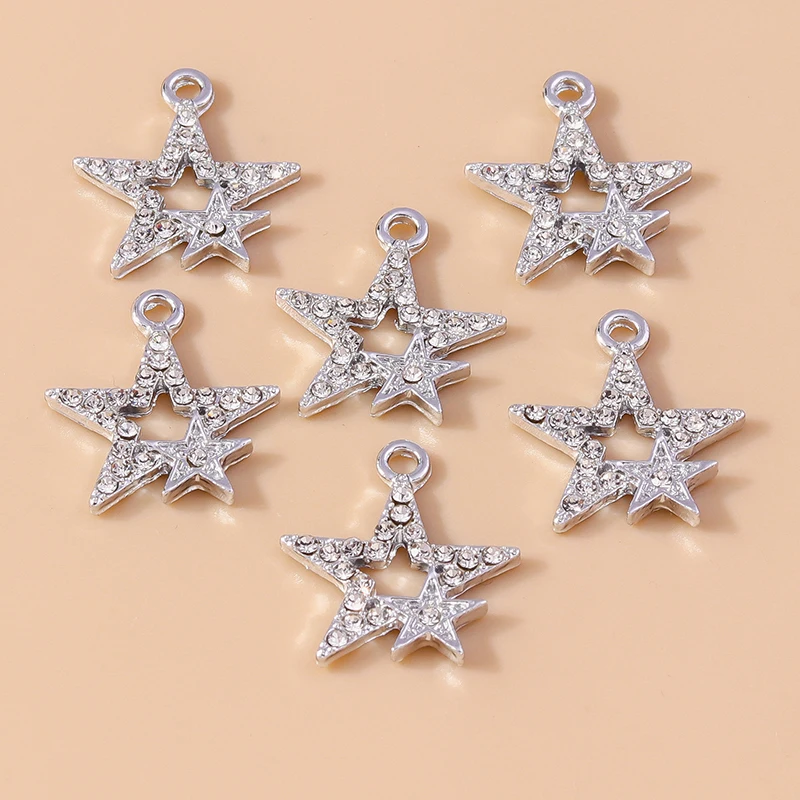 20 Stück 17 x 19 mm niedliche Kristalllegierung Stern Charms Anhänger für Schmuckherstellung Tropfen Ohrringe Halsketten Armband DIY Bastelzubehör – Detail 4