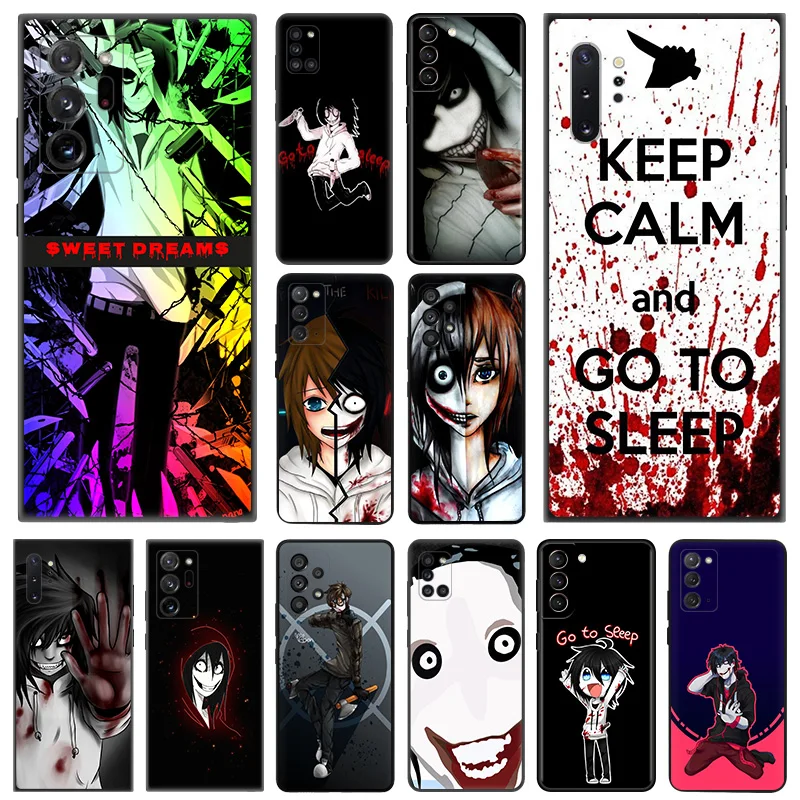 Phone Case for Samsung A35 5G A55 A02 A03 A04 A05 S8 S9 Note 10 Plus 9 8 A05S Anime Jeff The Killer Soft Black Silicone Cover