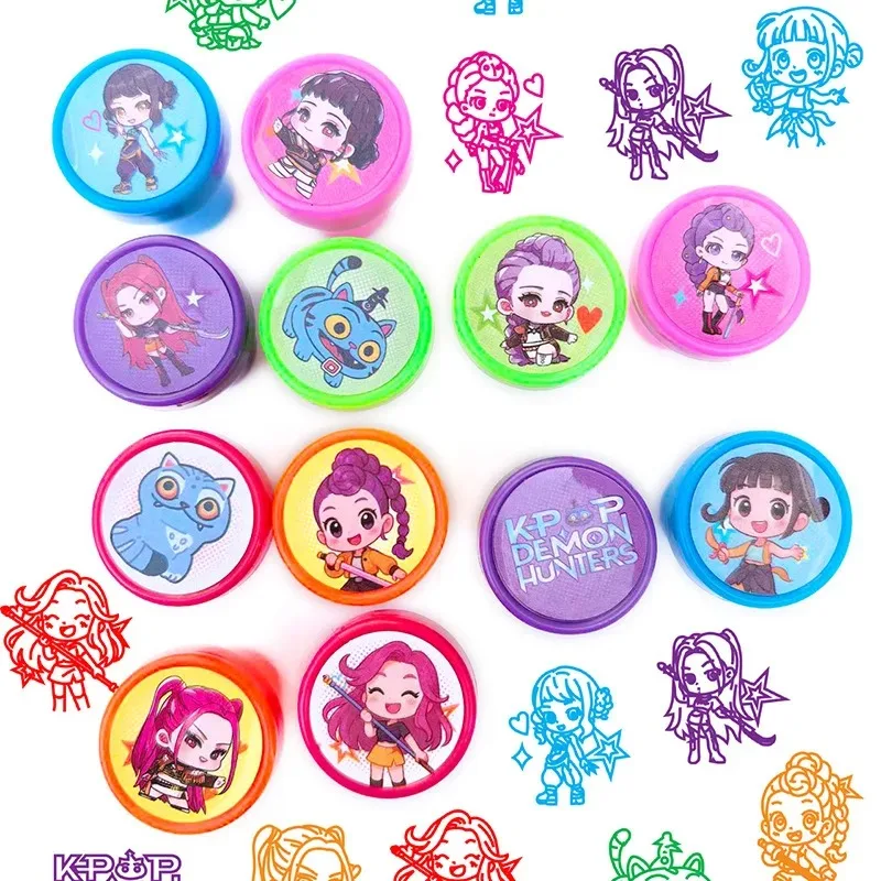 12PCS The Hunter Girl Group Anime Kids Stamp Set Birthday Party Favors DIY Painting Teaching Tool Photo Album Decorations Party - view 5