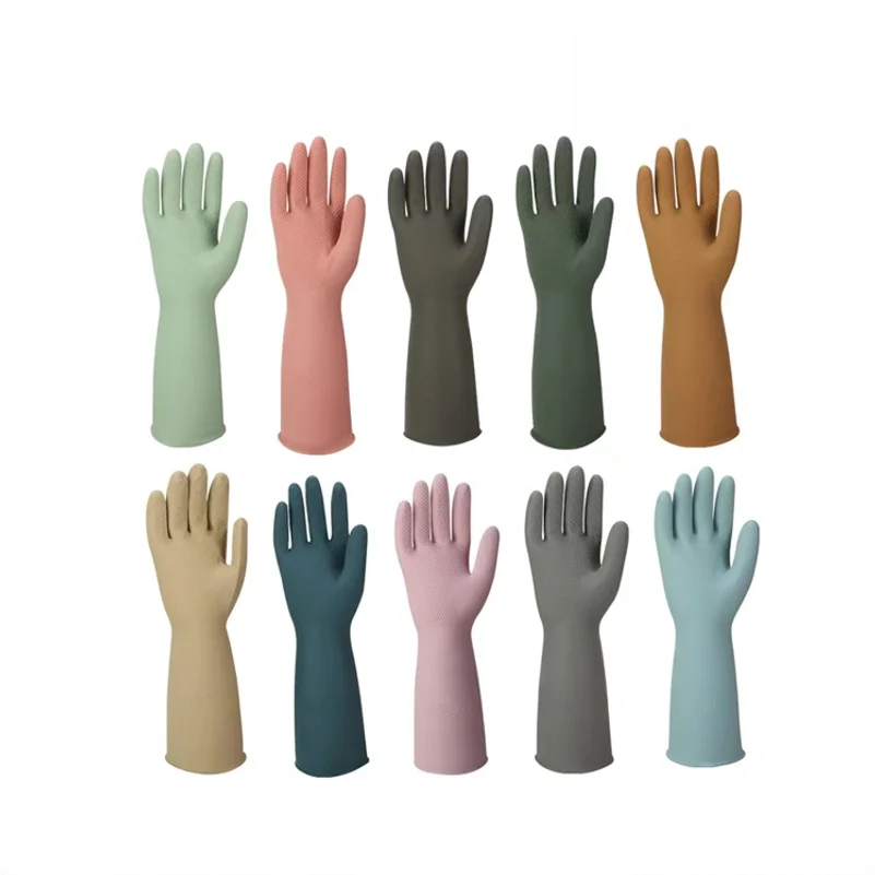 Popular dishwashing gloves, women's cleaning rubber gloves, new material latex gloves, waterproof and wear-resistant