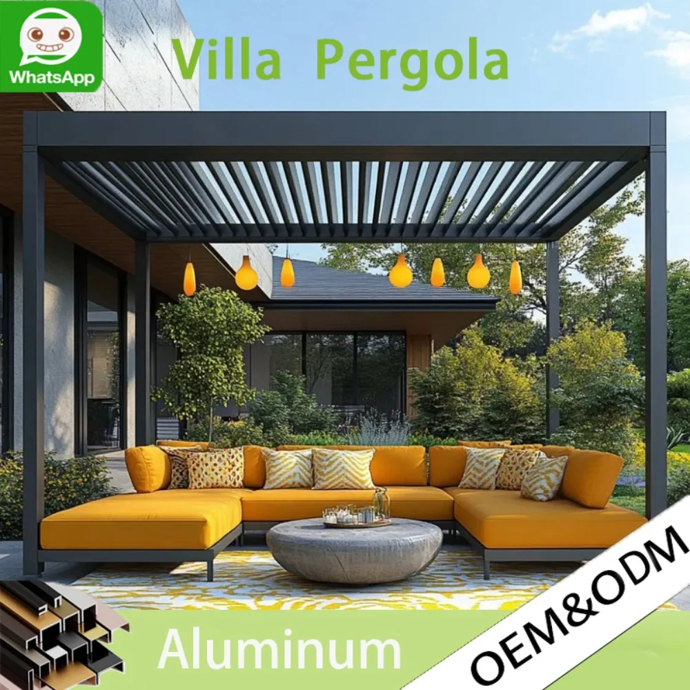 Aluminum Louvered Pergola 3x3m, Waterproof Outdoor Adjustable Roof Gazebo Canopy Sun Shade Garden Patio Balcony System