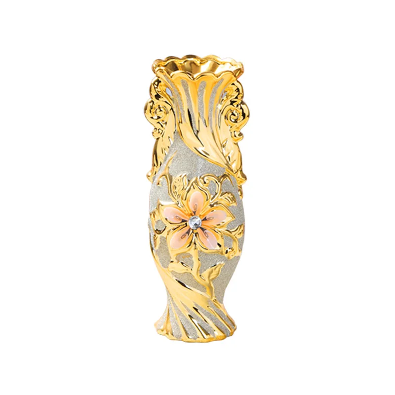 European vase ornaments ceramic crafts golden wedding gifts living room decoration opening ornaments soft furnishings