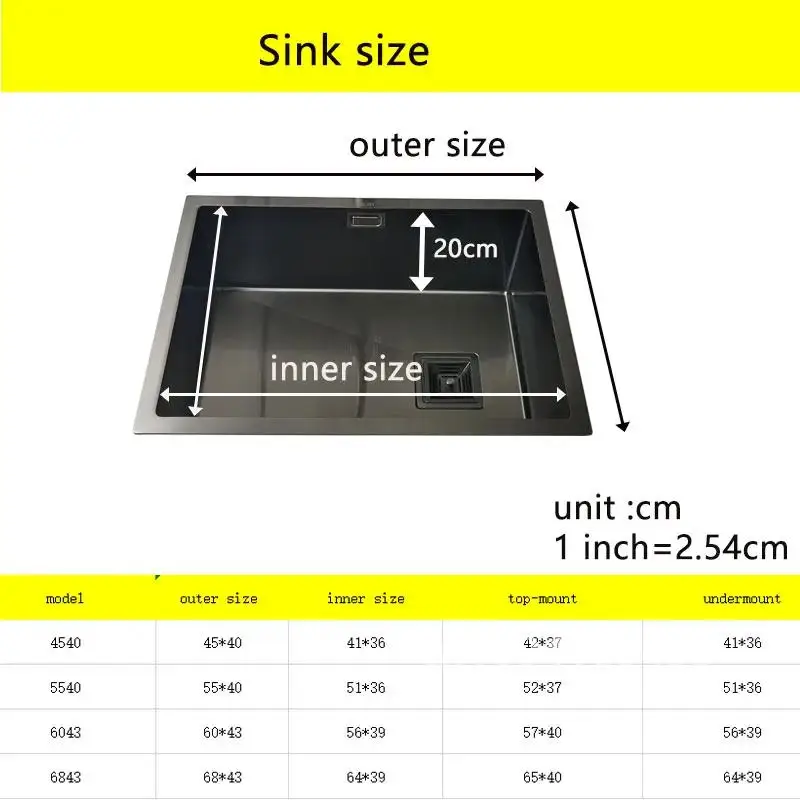 Nano czarny zlewozmywak nad blatem lub zlewem do montażu na boku umywalka do mycia warzyw 304 zlew kuchenny z pojedynczą komorą ze stali nierdzewnej