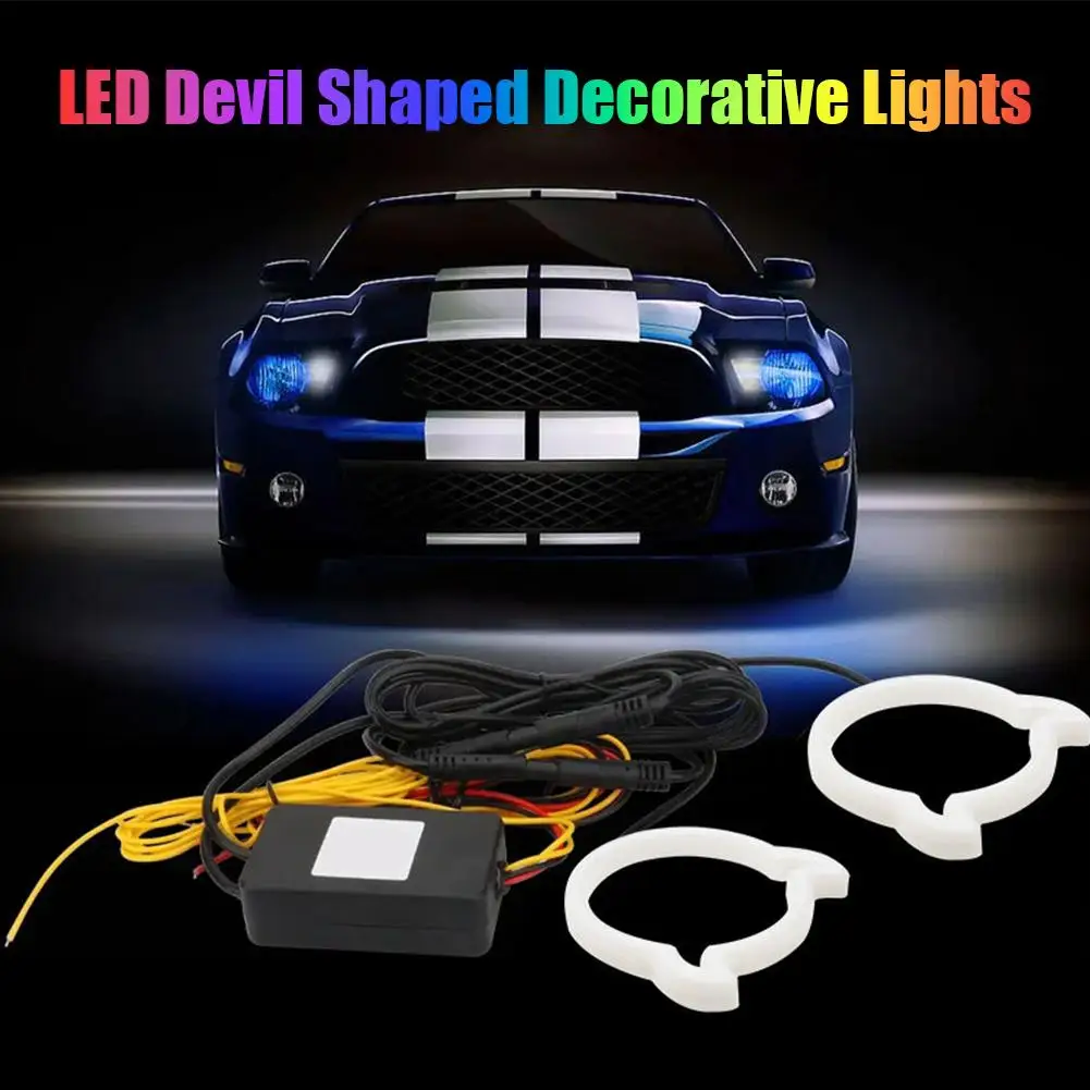 

New Car RGB LED Dynamic Angel Eye Amber Turn Signal Application Headlight 12V Light Bluetooth DRL Q2V1