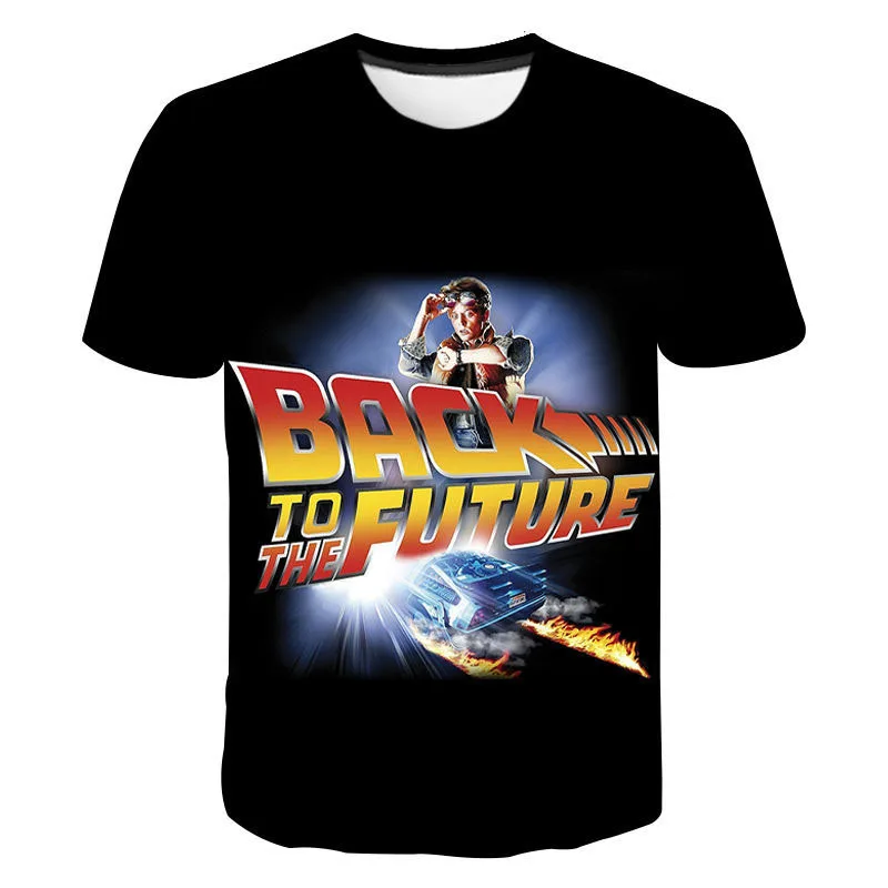 فيلم العودة إلى المستقبل ثلاثية الأبعاد مطبوعة تي شيرت الرجال النساء موضة عادية المتضخم قصيرة الأكمام تي شيرت الذكور تيز القمم رجل الملابس #6