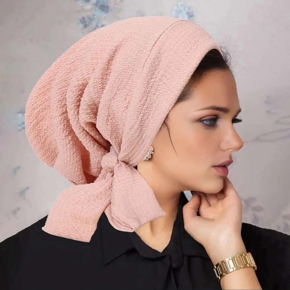 Unisex Turban Cap Lightweight Women’s Turban Hat with Stretchy Knit Headscarf Pre-tied Bandanas Loose Fit Sun Protection Cap