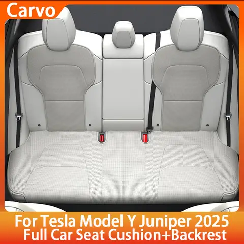 새로운 Tesla ModelY Juniper 2025 PU 시트 쿠션 펀칭 통기성 범용 분할 카시트 보호대 인테리어 액세서리