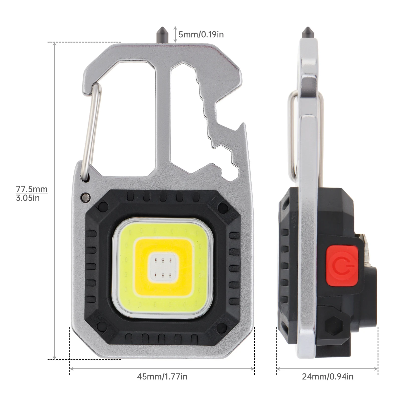 Mini llavero linterna antorcha de viaje llavero luz lámpara de trabajo recargable con destornillador, llave, abridor de botellas para pescar