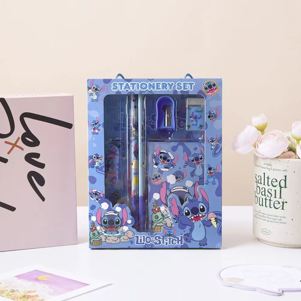 6PCS/Set Anime Cartoon Stationery Set School Gifts With Pencil Pen Sharpener Eraser Notebook Ruler view 4