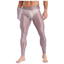 Sexy Mens Stretchy Ultra-Thin Sport Leggings See Through Underpants Yoga Fitness Leggings Tights Pants for Gym Workout