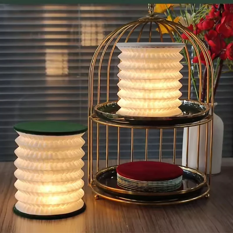 

Portable Table Lamp USB Charging Folding Night Light Bedroom Office Home Decor Christmas Birthday Gift Paper Latern nightlight