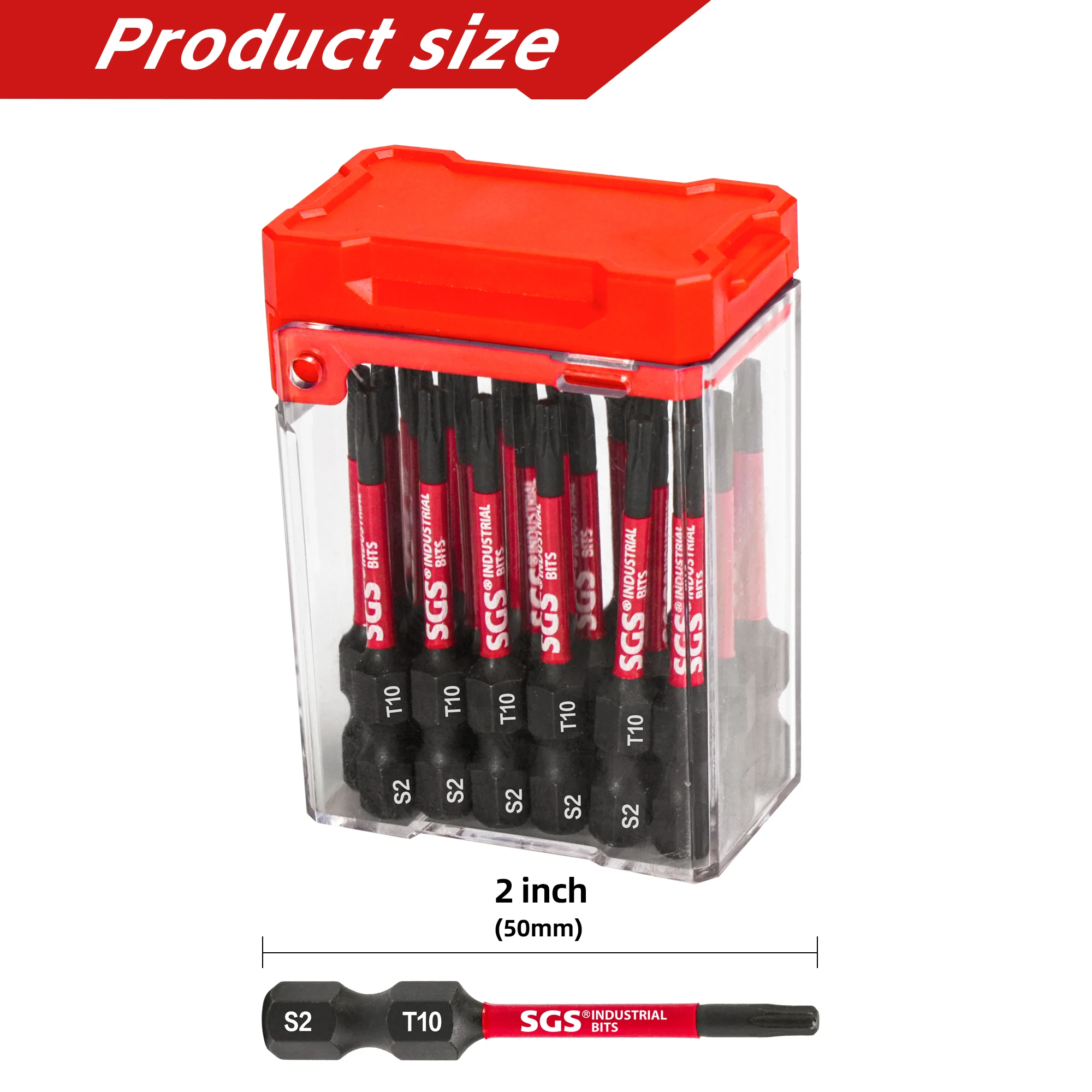 15-teiliges T10 Impact-Torx-Schraubendreher-Set, Industriequalität, S2-Stahl, schwarz phosphatiert, korrosionsbeständig und rostfrei, 50 mm lang, HRC60-62, mit Aufbewahrungsbox, 1/4 Zoll Universalanschluss, hohes Drehmoment, rutschfest – Detail 3