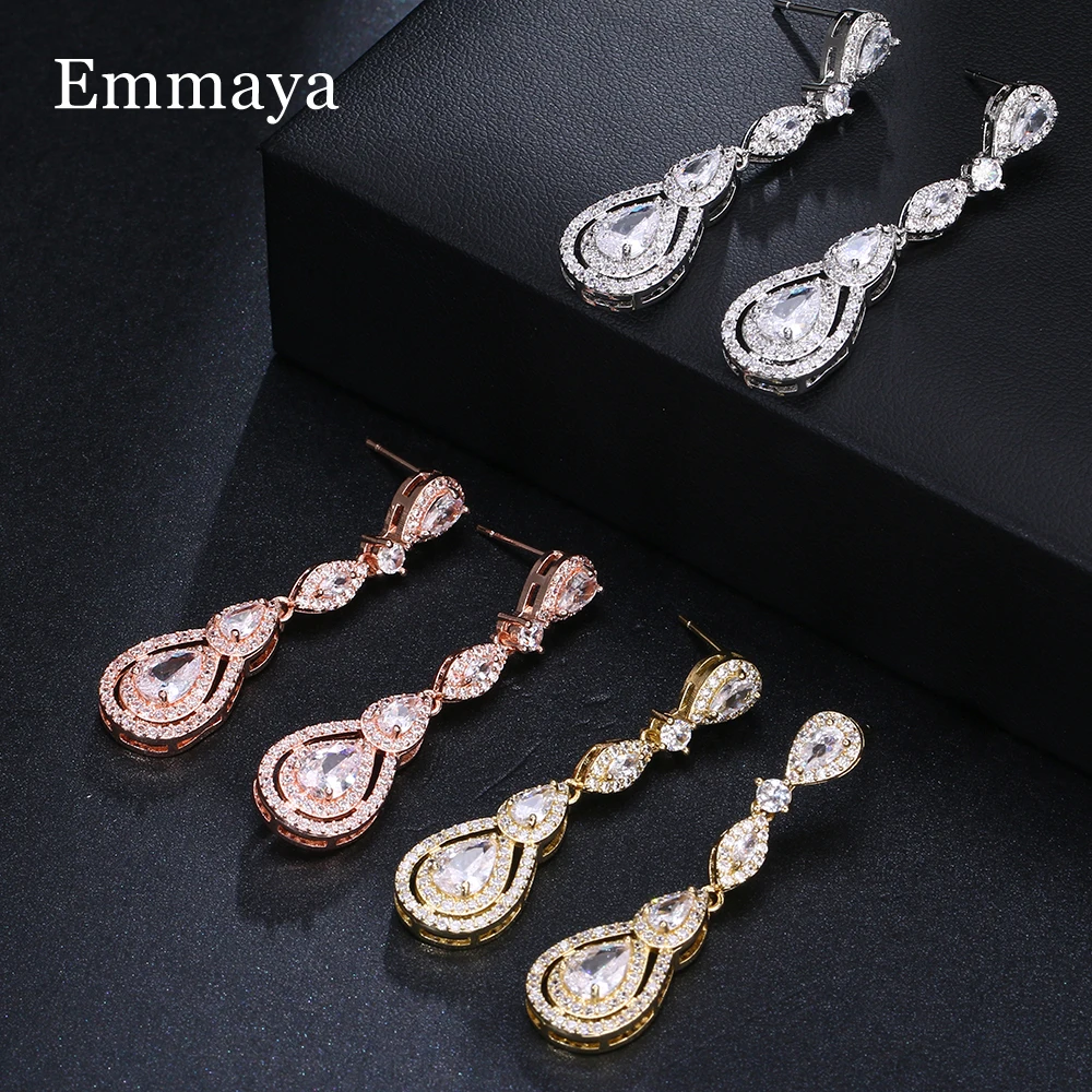 Emmaya New Trendy Party Noble Waterdrop Shape Earring Three Colors Choice For Female Ingenious Jewelry Fancy Gift