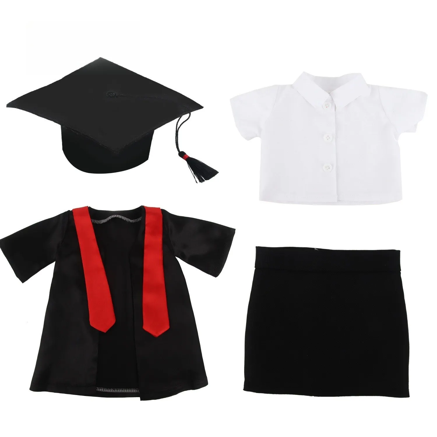 ملابس دمى مقاس 18 بوصة، قبعة دكتوراه، زي طالب التخرج