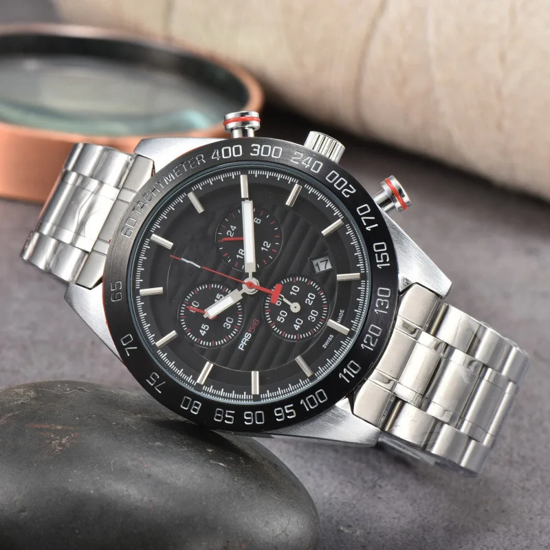 ​2025 Men's Luxury Chronograph Watch Stainless Steel Sapphire Crystal Waterproof 100M 6-Hand Multi-Function Date Display