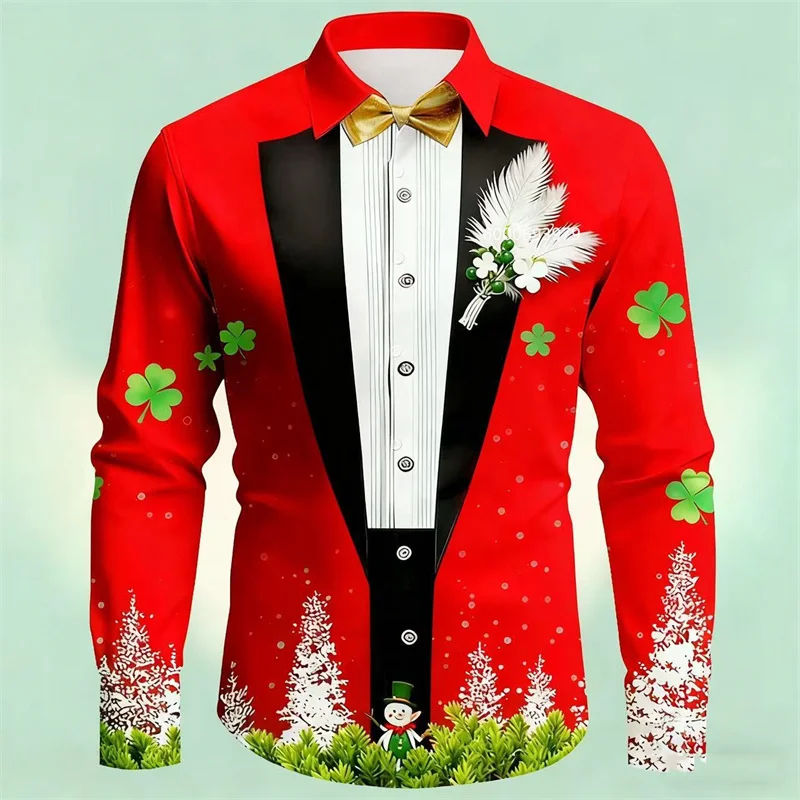 Men's casual date shirt for Valentine's Day, long-sleeved stylish casual autumn collared shirt, fast shipping.