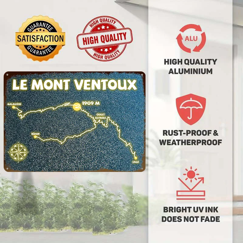 Le Mont Ventoux 3D Texture Metal Poster Customized Wall Art Retro Vintage Tinplate Signs for Desk Decor Room Home Decoration