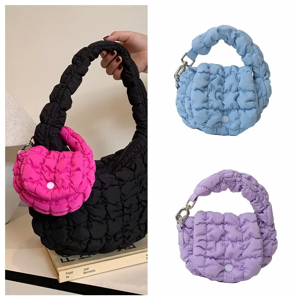 

Elegant Solid Color Cloud Pleated Coin Purse Quilted Mini Handbag Small Wallet Korean Style Hanging Purse Travel