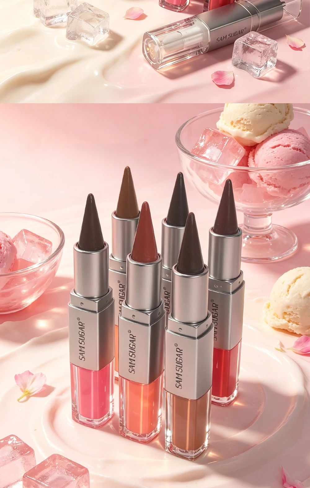 Doppelkopf-Lipgloss-Lipliner Zwei in Einem Feuchtigkeitsspendende Textur Langanhaltender Glanz Einfach aufzutragen Natürliches Lippen-Make-up – Detail 13