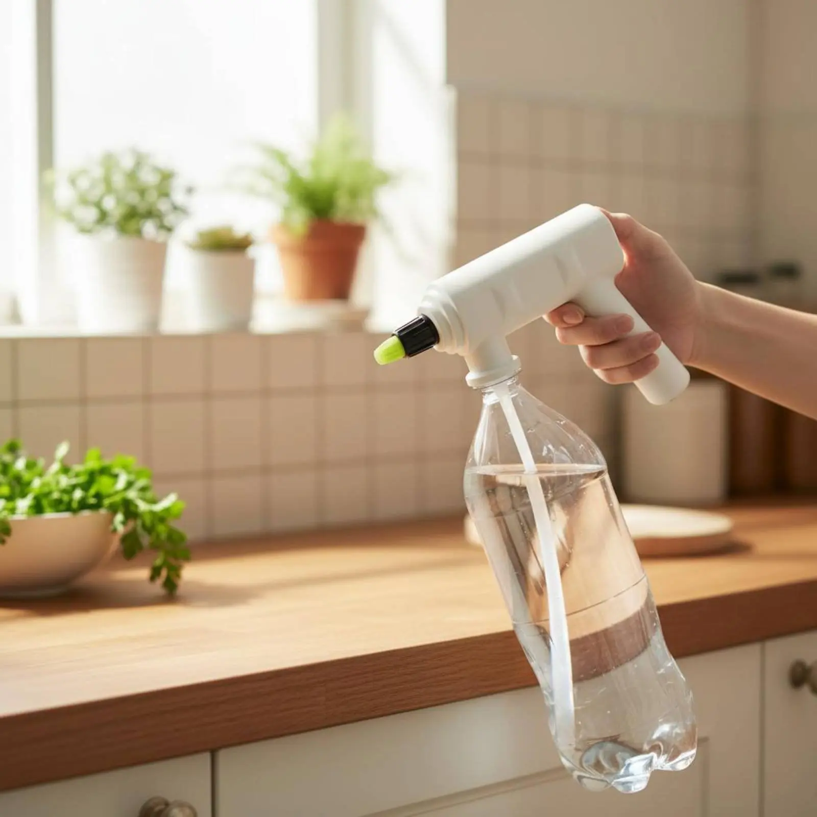 Automatic Plant Waterer Multi-Functional Electric Bottle Spray Head Cordless Battery-Powered Spray Head Single-Button Control