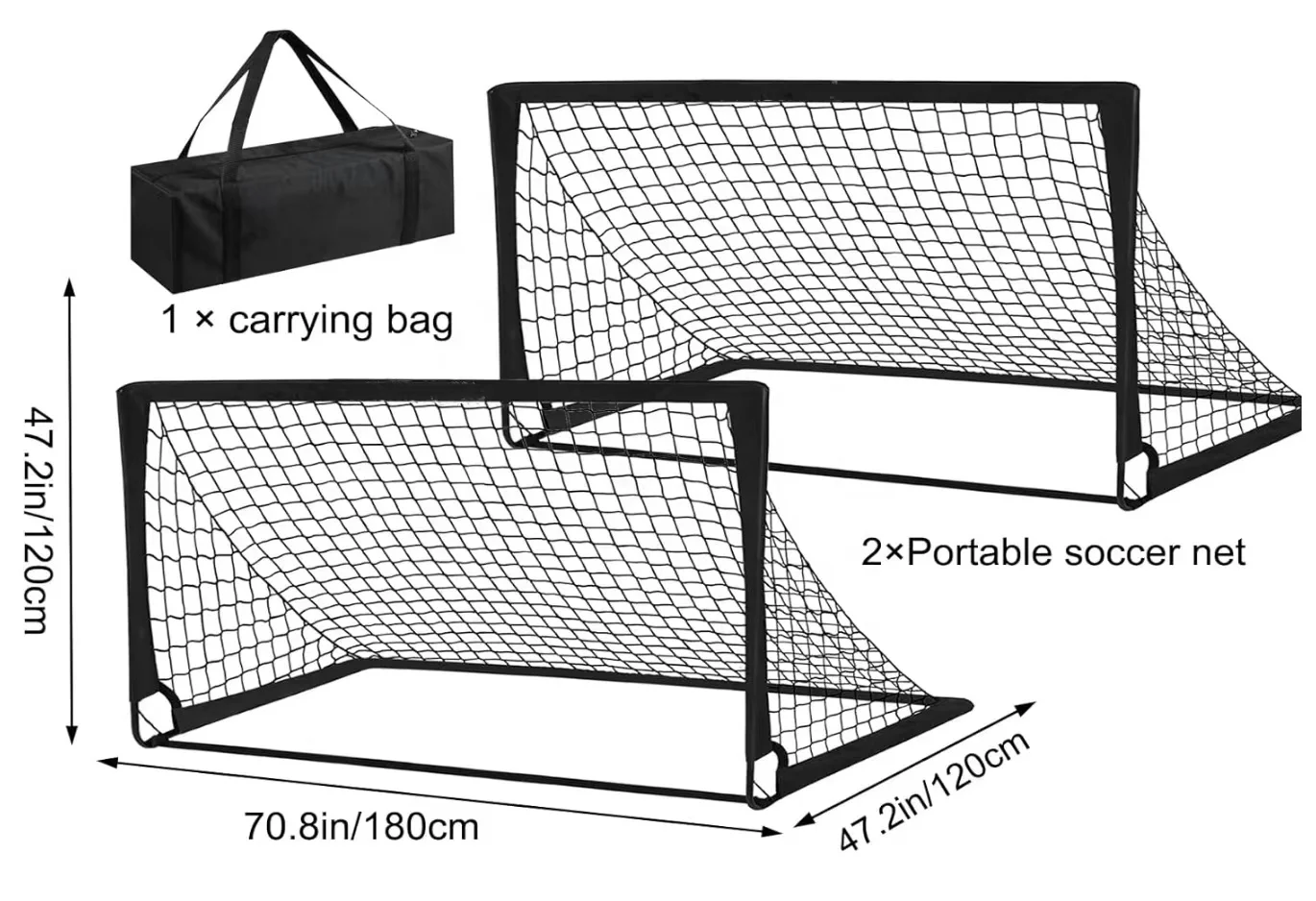

Футбольные ворота 6x4 фута с чехлом для переноски для тренировок на заднем дворе