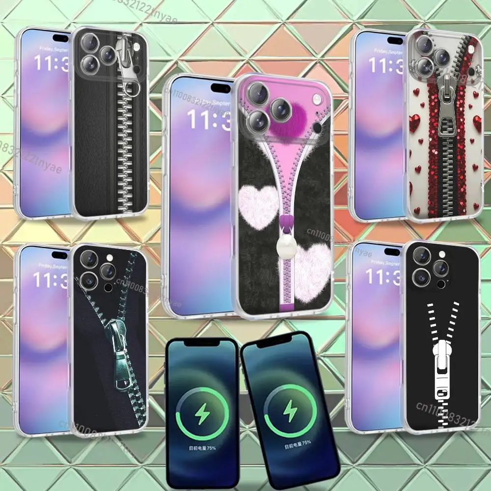 

Creative and fun zippers For iPhone 17,12,11,14,13,15,16,Plus,Air,Pro,Max,E,Mini for Magsafe Magnetic Frosted Phone Case