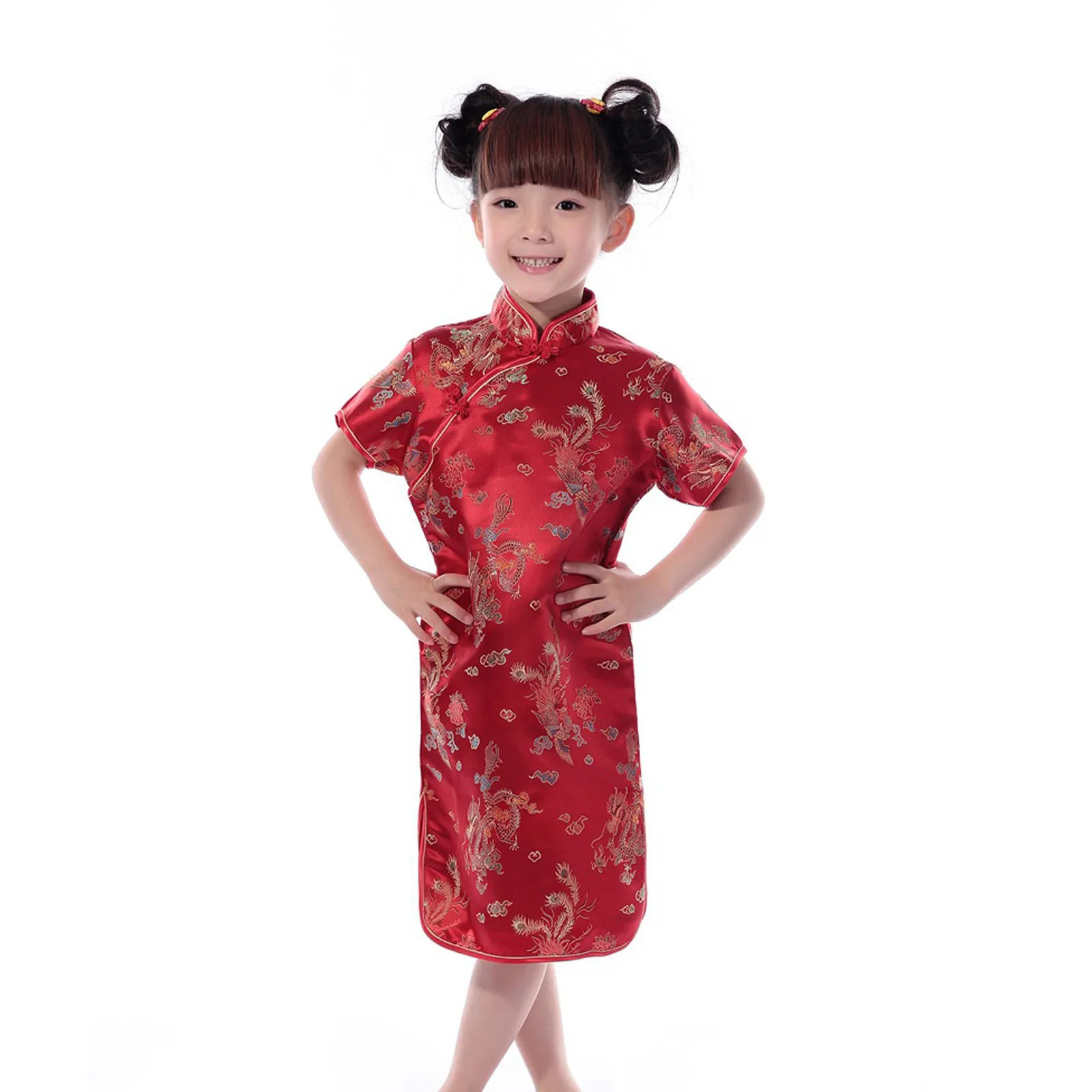 Summer Children's Cheongsam Modern Party Girls Dresses Fashion Girl Dress Vestidos Chinese Style Baby Qipao Princess Clothing