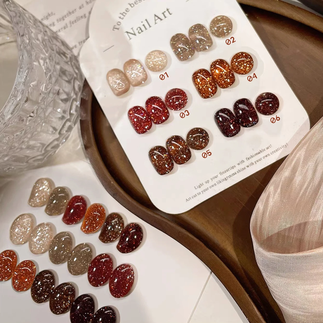 1pcs PSK Sparkling Maillard Chocolate Brown Broken Diamonds Gel Nail Polish 2026 Autumn Winter Gold Brown Crushed Diamond Gel