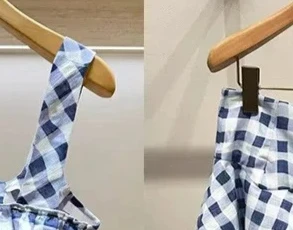 Women Slim Pleated Ruffles Tank Top Blue White Plaid Summer New