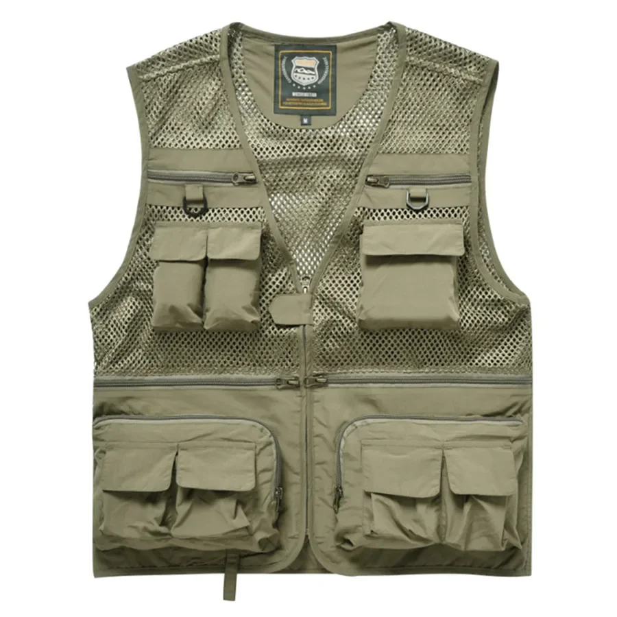 2024 New Summer Men 16 Pockets Outdoor Vests Hiking Fishing Mesh Vest Photographer Waistcoat Cargo Sleeveless Jacket Tool Coats