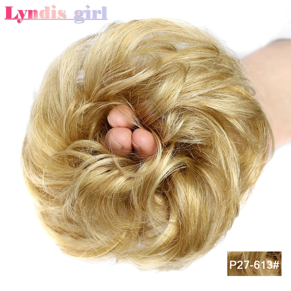 Extensiones de moño de cabello humano para mujer, Scrunchies elástico de cabello rizado desordenado, piezas de Peluca de moño