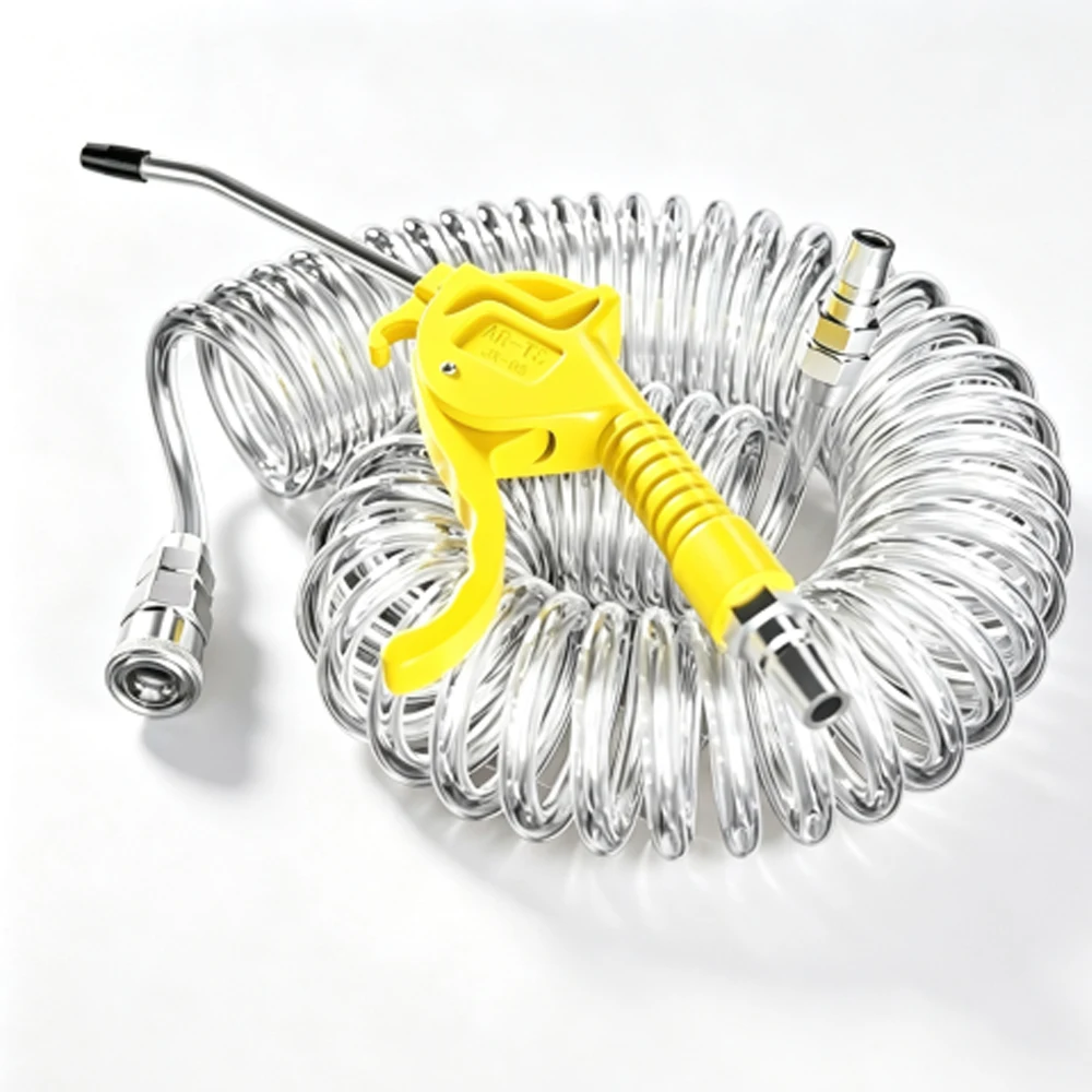 Clear/Black/Yellow PU Tubing Telescopic Gas Spring Spiral Pipe No/With Connector/Air Blow Gun Pneumatic Springs OD 8mmx ID 5mm