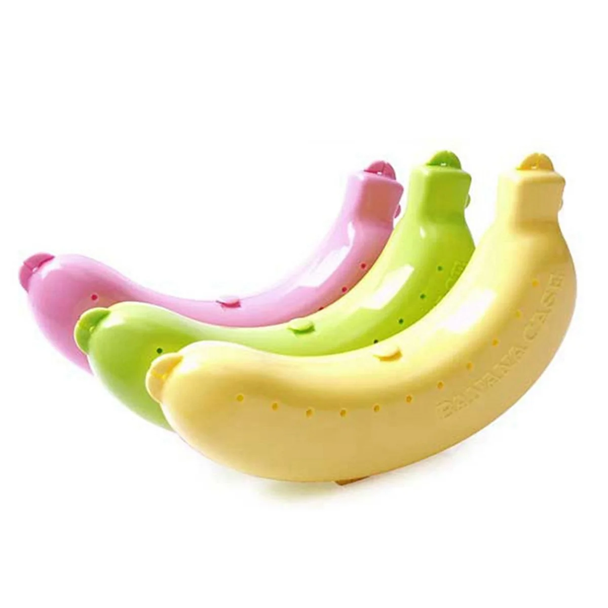 3X Cute Fruit Banana Protector Box Holder Case Lunch Container Storage Banana Case Kitchen Tools Plastic