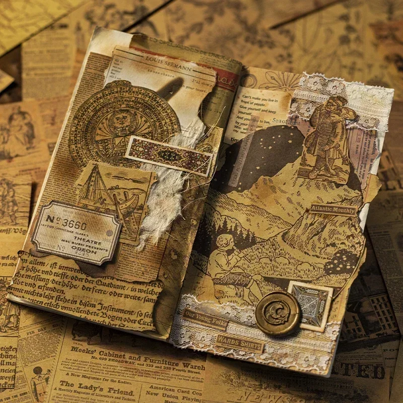 100pcs  manual A large paper handwritten material Material paper paper 6 styles number of kraft retro and nostalgic yellowing